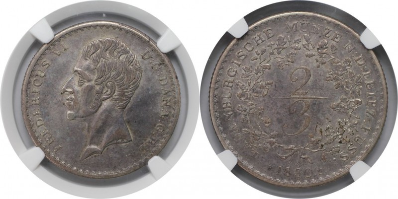 Altdeutsche Münzen und Medaillen, LAUENBURG. Frederik VI. (1808-1839). 2/3 Taler...