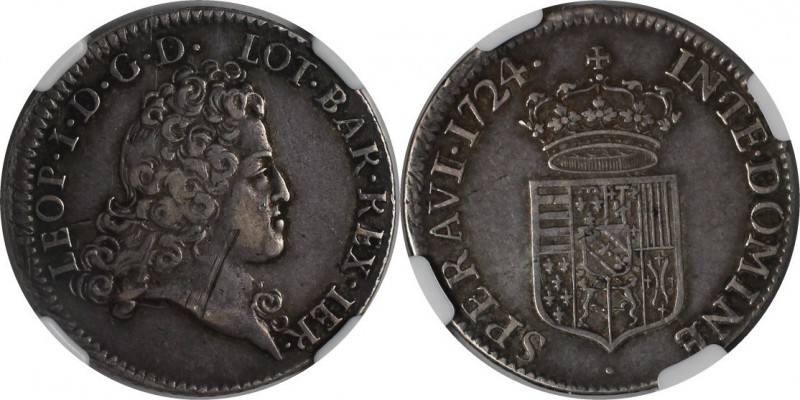 Altdeutsche Münzen und Medaillen, Lorraine. Leopold I. 1/2 Taler 1724, Silber. K...