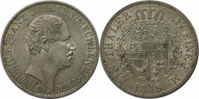 Altdeutsche Münzen und Medaillen, MECKLENBURG-SCHWERIN. Friedrich Franz II (1842-1883). Taler 1848, Vs: Kopf n.r. / Rs: Gekrontes Wappen in Lorbeerzwe...