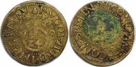 Altdeutsche Münzen und Medaillen, Minden-Bistum. Anton von Schaumburg (1587-1599). 1/24 Taler 1590. Schön. Selten!