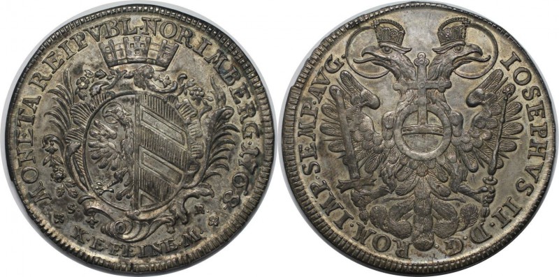 Altdeutsche Münzen und Medaillen, NÜRNBERG, Stadt. Taler 1768 SR. Gekröntes Wapp...