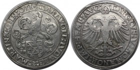 Altdeutsche Münzen und Medaillen, ÖTTINGEN, GRAFSCHAFT. Karl Wolfgang, Ludwig XV. und Martin, 1522 - 1549. Taler 1544. Titel Karl V. Silber. 28,71 g. ...