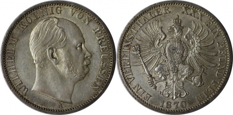Altdeutsche Münzen und Medaillen, PREUßEN. Wilhelm I(1861-1888). Taler 1870 A, S...