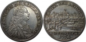 Altdeutsche Münzen und Medaillen, REGENSBURG. Taler 1754, ICB Stadtansicht, mit Titel Franz I. Silber. Schön 97. Vorzüglich-stempelglanz, Patina.