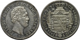 Altdeutsche Münzen und Medaillen, SACHSEN. Friedrich August II. (1836-1854). 1/6 Taler 1842 G, Silber. KM #1161. AKS 104. Vorzüglich-stempelglanz. Kra...