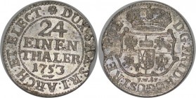 Altdeutsche Münzen und Medaillen, SACHSEN - ALBERTINE. Friedrich August II. (1733-1763). 1/24 Taler 1753, Silber. Vorzüglich-stempelglanz. Randfehler....
