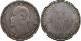 Altdeutsche Münzen und Medaillen, SACHSEN - COBURG - GOTHA. Ernst II (1844-1893). Taler 1869 B, Dresden, Silber. KM C122. NGC MS-64