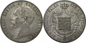 Altdeutsche Münzen und Medaillen, SACHSEN - MEININGEN. Bernhard Erich Freund (1803-1866). Taler 1862, Vs: kopf n.I. / Rev: Wappenschild auf gekrontem ...
