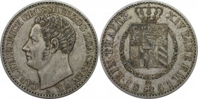 Altdeutsche Münzen und Medaillen, SACHSEN - WEIMAR - EISENACH. Carl Friedrich (1828-1853). Taler 1841 A, Vs: kopf n.I. / Rs: Gekrontes Wappen mit Orde...
