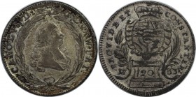Altdeutsche Münzen und Medaillen, WÜRTTEMBERG. Karl Eugen (1744-1793). 20 Kreuzer 1763, Silber. 6.58g. Schön 122. Sehr schön+, feine Patina