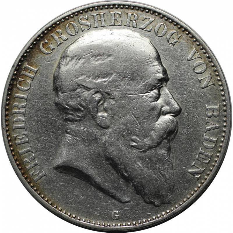 Deutsche Münzen und Medaillen ab 1871, REICHSSILBERMÜNZEN, Baden, Friedrich I (1...