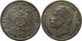 Deutsche Münzen und Medaillen ab 1871, REICHSSILBERMÜNZEN, Baden, Friedrich II (1907-1918). 3 Mark 1909 G, Silber. Jaeger 39. Sehr schön