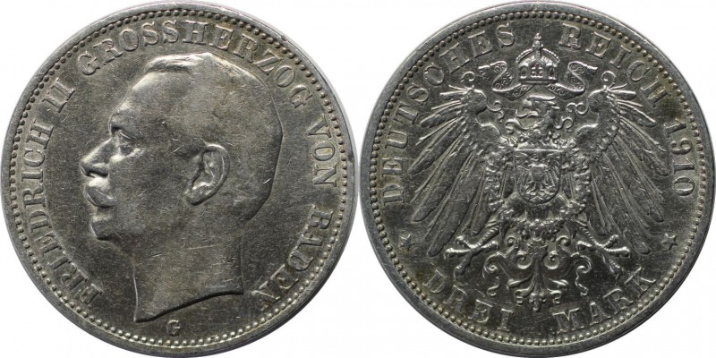 Deutsche Münzen und Medaillen ab 1871, REICHSSILBERMÜNZEN, Baden, Friedrich II (...