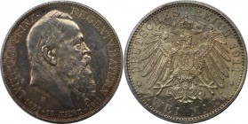 Deutsche Münzen und Medaillen ab 1871, REICHSSILBERMÜNZEN, Bayern. Prinzregent Luitpold von Bayern (1886 - 1912). 2 Mark 1911.D.Jaeger 48. Stempelglan...