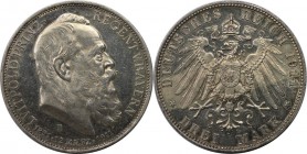 Deutsche Münzen und Medaillen ab 1871, REICHSSILBERMÜNZEN, Bayern. Luitpold (1886-1912). 3 Mark 1911D. Silber. J.49. Stempelglanz. Patina. Berieben.