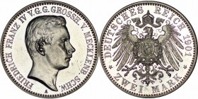 Deutsche Münzen und Medaillen ab 1871, REICHSSILBERMÜNZEN, Mecklenburg-Schwerin. Friedrich Franz IV (1897-1918). 2 Mark 1901 A. Silber. Jaeger 85. Pol...