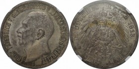 Deutsche Münzen und Medaillen ab 1871, REICHSSILBERMÜNZEN, Mecklenburg-Schwerin. 3 Mark 1913 A, Silber. Jaeger 92. Stempelglanz