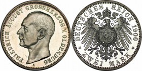 Deutsche Münzen und Medaillen ab 1871, REICHSSILBERMÜNZEN, Oldenburg. Friedrich August (1900-1918). 2 Mark 1900 A. Silber. Jaeger 94. Geringe Auflage....