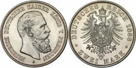 Deutsche Münzen und Medaillen ab 1871, REICHSSILBERMÜNZEN, Preußen. Friedrich III. 1888. 2 Mark 1888 A. Jaeger 98. Stempelglanz