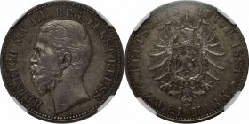 Deutsche Münzen und Medaillen ab 1871 .Reichssilbermünze.Reuß-Schleiz. 2 Mark 1884A . Heinrich XIV(1867-1913) . Silber.Vorzüglich. (NGC AU-55) J.120...