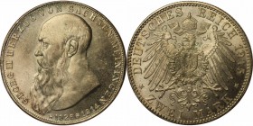 Deutsche Münzen und Medaillen ab 1871, REICHSSILBERMÜNZEN, Sachsen-Meiningen. Herzog Georg II. - auf seinen Tod. 2 Mark 1915 D, Silber. Jaeger 154. Vo...
