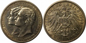 Deutsche Münzen und Medaillen ab 1871, REICHSSILBERMÜNZEN, Sachsen-Weimar-Eisenach. Wilhelm Ernst Hochzeit mit Caroline v. Reuß. 2 Mark 1903 A, Silber...