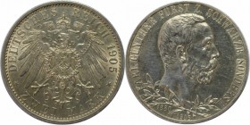 Deutsche Münzen und Medaillen ab 1871, REICHSSILBERMÜNZEN, Schwarzburg-Sondershausen, Karl Gunther (1880-1909). 2 Mark 1905 A 25 Jahre Regierung, brei...