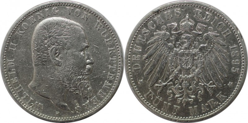 Deutsche Münzen und Medaillen ab 1871, REICHSSILBERMÜNZEN, Württemberg, Wilhelm ...