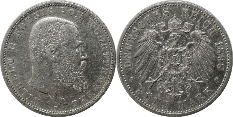 Deutsche Münzen und Medaillen ab 1871, REICHSSILBERMÜNZEN, Württemberg, Wilhelm ...