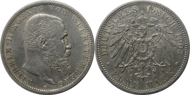 Deutsche Münzen und Medaillen ab 1871, REICHSSILBERMÜNZEN, Württemberg, Wilhelm ...