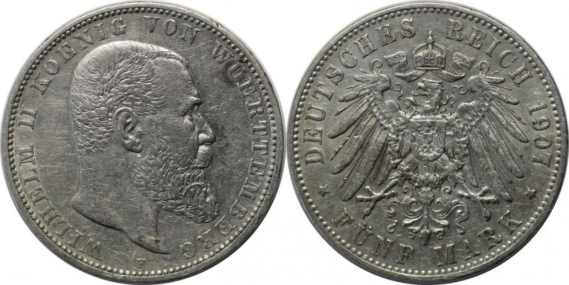 Deutsche Münzen und Medaillen ab 1871, REICHSSILBERMÜNZEN, Württemberg, Wilhelm ...