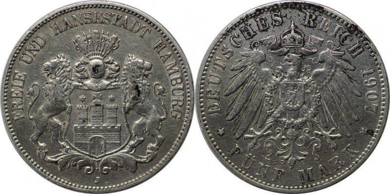 Deutsche Münzen und Medaillen ab 1871, REICHSSILBERMÜNZEN, Hamburg. Freie und Ha...