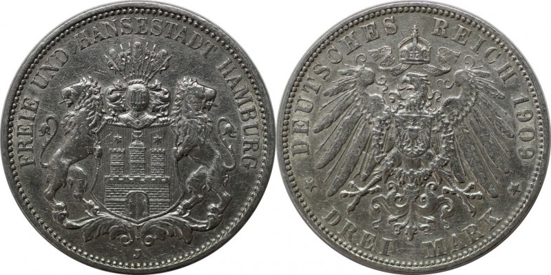 Deutsche Münzen und Medaillen ab 1871, REICHSSILBERMÜNZEN, Hamburg. Stadtwappen....