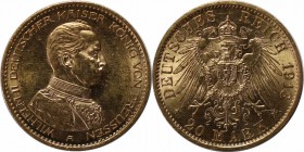 Deutsche Münzen und Medaillen ab 1871, REICHSGOLDMÜNZEN, Preußen, Wilhelm II (1888-1918). 20 Mark 1913 A, Vs: Brustbild n.r. / Rs: Gekronter Reichsadl...