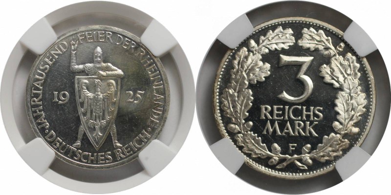 Deutsche Münzen und Medaillen ab 1871, WEIMARER REPUBLIK. Rheinlande. 3 Mark 192...