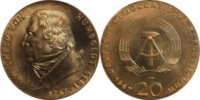 Deutsche Münzen und Medaillen ab 1945, Deutsche Demokratische Republik bis 1990. Zum 200. Geburtstag von Wilhelm von Humboldt. 20 Mark 1967 A, Silber....