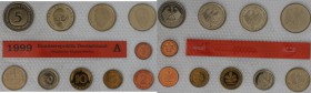 Deutsche Münzen und Medaillen ab 1945, Lots und Samllungen. BUNDESREPUBLIK DEUTSCHLAND. Kurzmünzensatz. Set 1999 A. Set im Blister