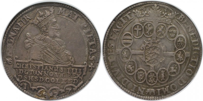 Europäische Münzen und Medaillen, Dänemark / Denmark. Speciedaler 1627 NS, Silbe...