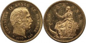 Europäische Münzen und Medaillen, Dänemark / Denmark. Christian IX. 10 Kroner 1900, Gold.4.5 gr. KM.790.2. Stempelglanz