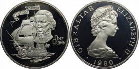 Europäische Münzen und Medaillen, Gibraltar. Lord Nelson1 Krona. 1980, Silber.0.84OZ. KM 12a . Polierte Platte