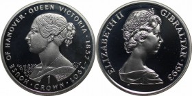 Europäische Münzen und Medaillen, Gibraltar. Queen Victoria - 1837-1901. 1 Krona 1993, Silber. 0.84OZ. KM 138a . Polierte Platte
