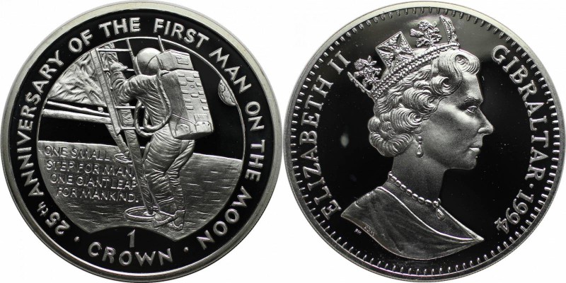 Europäische Münzen und Medaillen, Gibraltar. Erster Schritt auf dem Mond. 1 Kron...