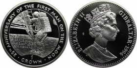 Europäische Münzen und Medaillen, Gibraltar. Erster Schritt auf dem Mond. 1 Krona 1994, Silber. 0.84OZ. KM 275a . Polierte Platte