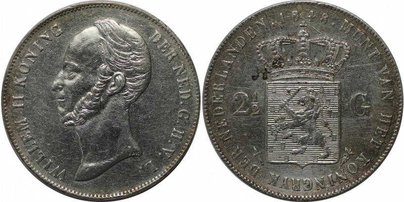 Europäische Münzen und Medaillen, Niederlande / Netherlands. 2-1/2 Gulden 1848, ...