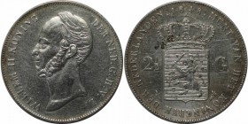 Europäische Münzen und Medaillen, Niederlande / Netherlands. 2-1/2 Gulden 1848, Silber. 0.76OZ. KM 69 . Vorzüglich