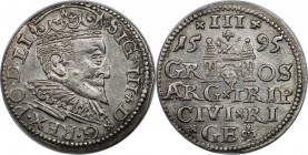 Europäische Münzen und Medaillen, Polen / Poland. Sigismund III Vasa (1587-1632). Dreigröscher (Trojak) 1595, Riga, 2.55 g. 21 mm. Silber. Vorzüglich...