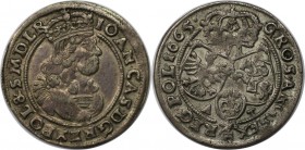 Europäische Münzen und Medaillen, Polen / Poland. Johann Kasimir (1649 - 1668). 6 Groschen 1665 AT, Silber. Kopicki 1677. Selten. Fast Vorzüglich. Pat...