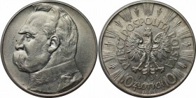 Europäische Münzen und Medaillen, Polen / Poland. Jozef Pulsudski. 10 Zloty 1935, Silber. 0.53OZ. KM Y#29. Vorzüglich, Kl.Kratzer
