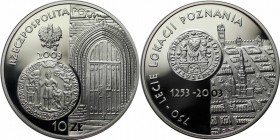 Europäische Münzen und Medaillen, Polen / Poland. Posen 750 Jahre. 10 Zloty 2003, Silber. 0.42OZ. KM Y#448. Polierte Platte