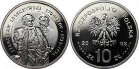 Europäische Münzen und Medaillen, Polen / Poland. Stanislaw Leszezynsky. Hüftbild. 10 Zloty 2003, Silber. 0.42OZ. KM Y#475. Polierte Platte